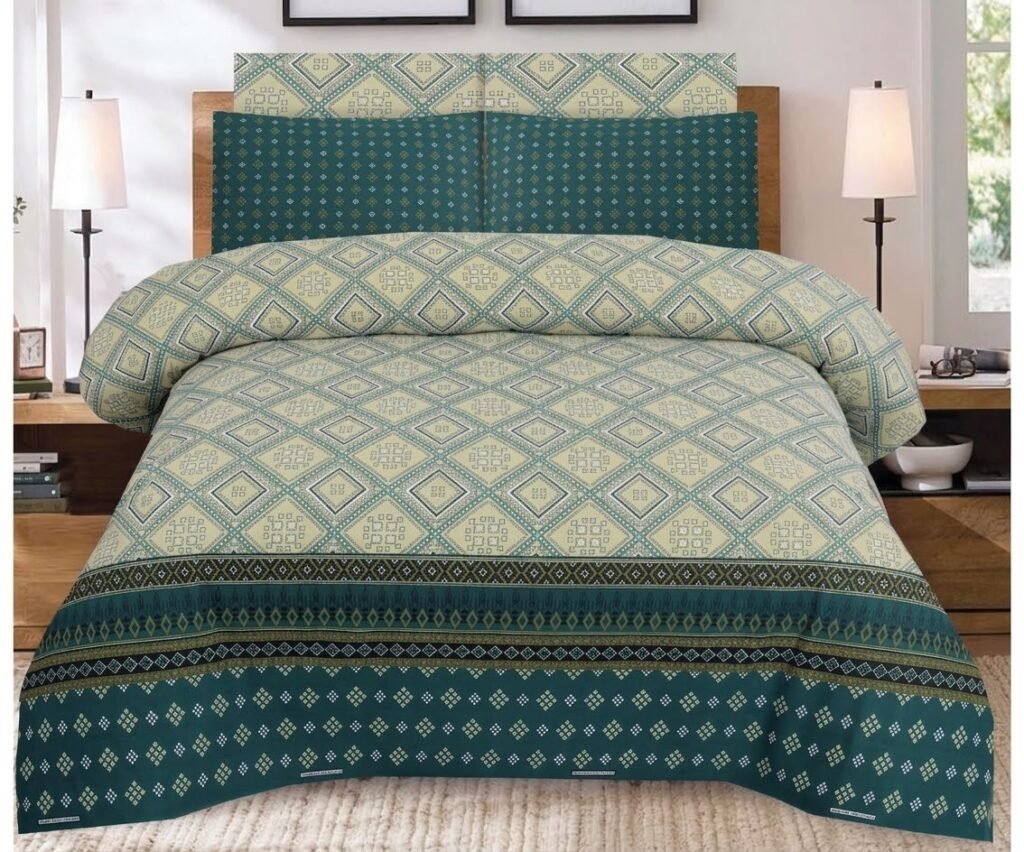 ZENWEAR Geometric Emerald Single Bed Sheet Set