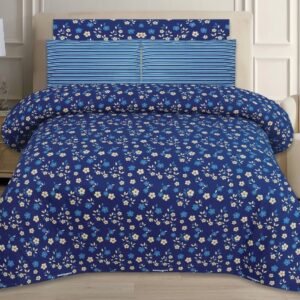 ZENWEAR Midnight Blue Ditsy Floral Single Bed Sheet Set