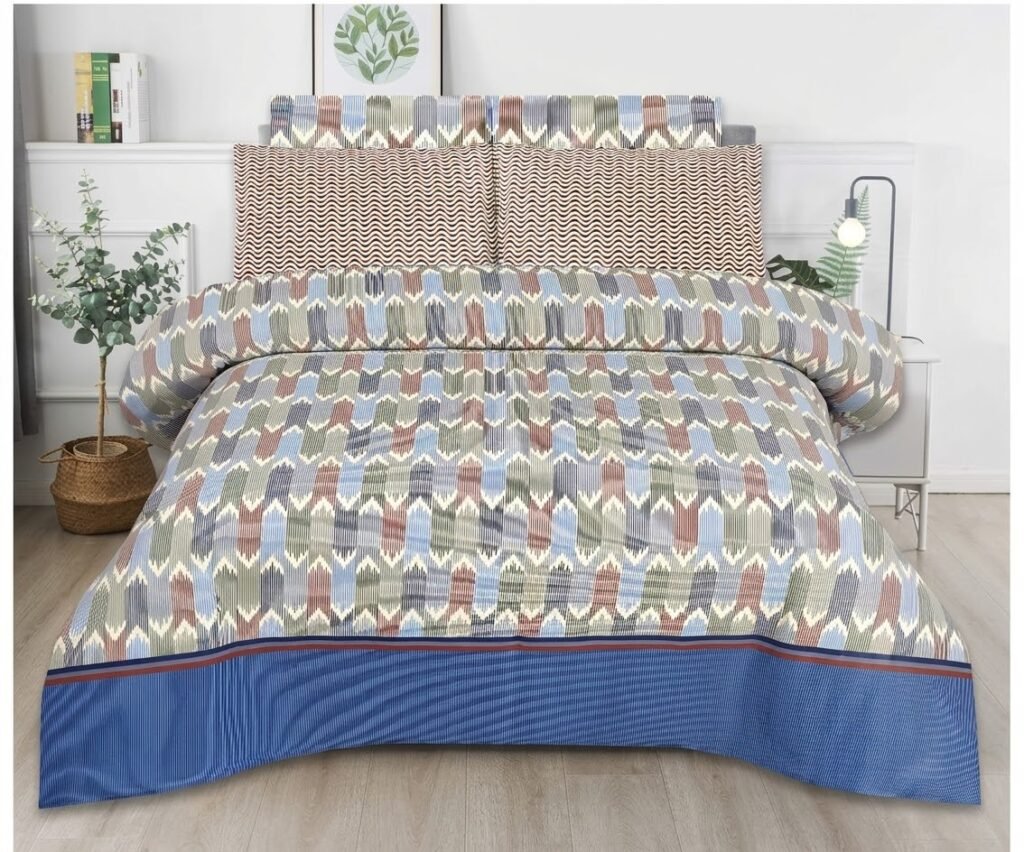 ZENWEAR Geometric Chevron & Wave Single Bed Sheet Set